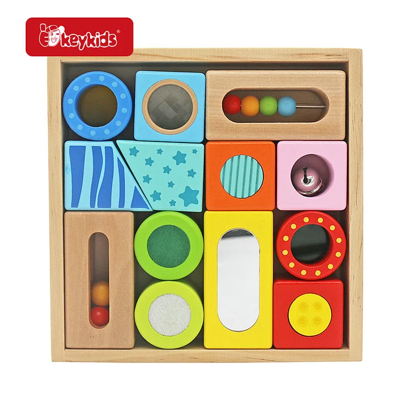 Non-Toxic early learning wooden sensory blocks for baby & toddler W13D449
